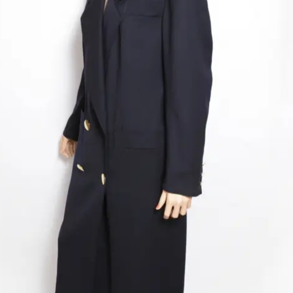 Louis Feraud Womens Double-Breasted Wool Coat Midnight Blue Size 12 - Picture 6 of 10